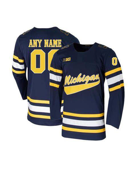 Men's Custom Michigan Hockey Jersey - Navy