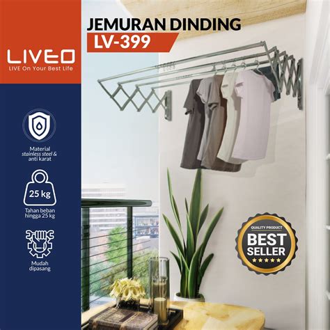 Jemuran Dinding Baju Stainless Steel Liveo Lv Jemuran Lipat