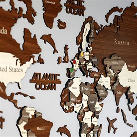 3D Wooden World Map Wood Wall Map Housewarming Gift Anniversary Gift