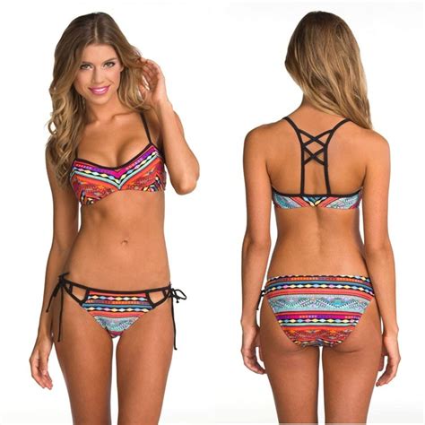 Trajes De Ba O Bikini Estampado Geometrico Moda Importada En