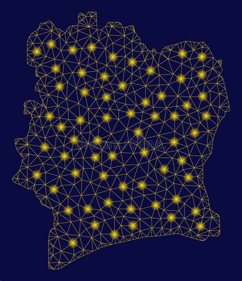 Mesh Network Ivory Coast Map Amarillo Con Los Puntos De La Llamarada