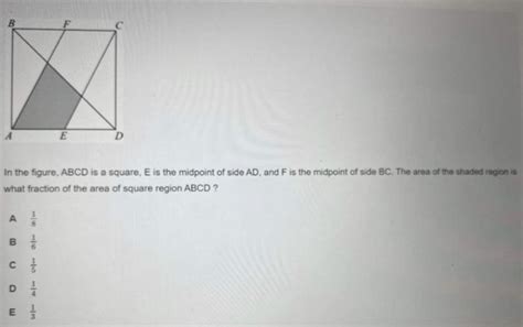 In The Figure ABCD Is A Square E Is The Midpoint Of Side AD And F Is