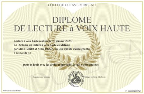 Diplome De Lecture A Voix Haute