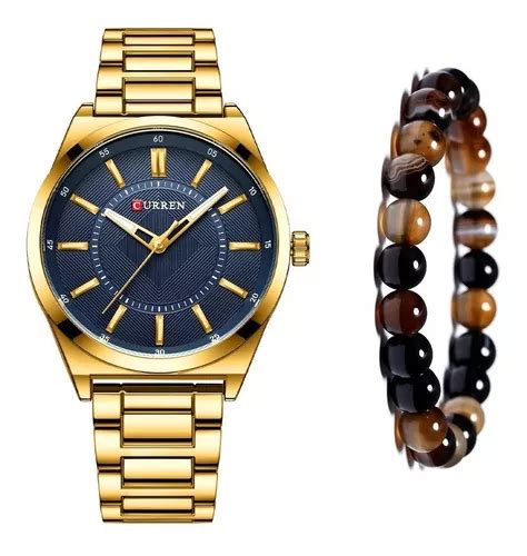 Relógio Masculino Curren Dourado Luxo Pulseira Bolinha Parcelamento