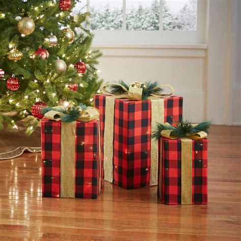 Pre Lit Gift Boxes Set Of Christmas Christmas Decoration Walmart