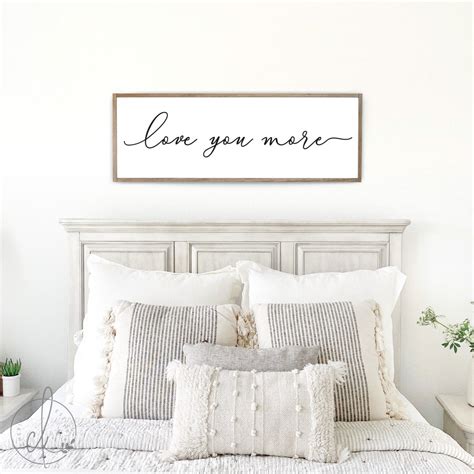 Love You More Sign Bedroom Wall Decor Master Bedroom Decor Wood Framed ...