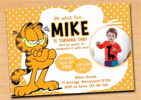 Garfield Birthday Invitations Grumpy Cat Cartoon By InvitoDesigns