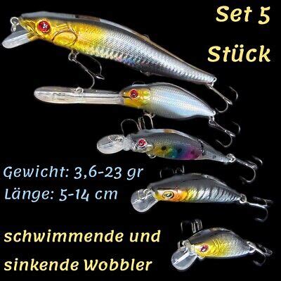 Er Set Wobbler Kunstk Der Raubfischk Der Hecht Zander Barsch Forelle