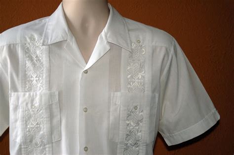 Large White Mens Guayabera Mexican Wedding Shirt