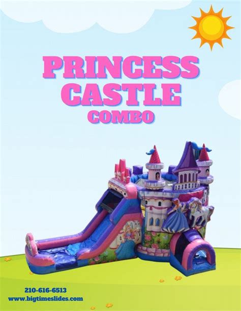 Princess Castle Bounce House W Slide Combo Big Time Slides Stockdale Tx