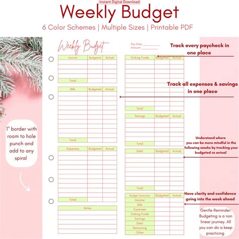 Weekly Budget Weekly Budget Template Weekly Budget Planner Digital ...