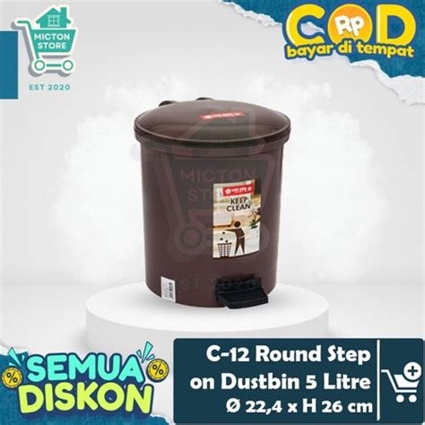 Promo MICTON Lion Star C 12 Round Step On Dustbin 5 Liter Tempat Sampah