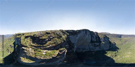 Aero View in 360 degrees of Cachoeira da Fumaça Smoke Waterfall in