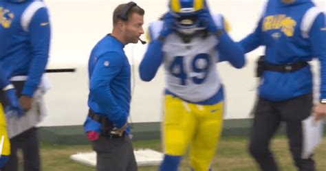 Rams Coach Sean Mcvay Smashed In Face By Own Player On Sideline As Las