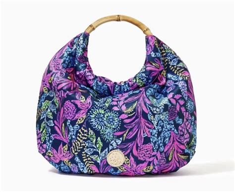 NWT Lilly Pulitzer GWP Bamboo Bag Aegean Navy Calypso Coast EBay