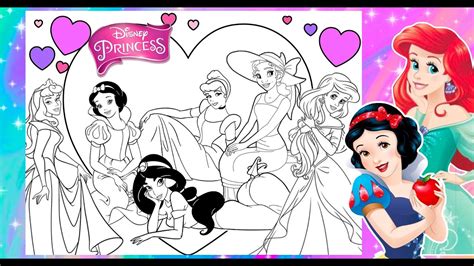 Disney Princess Fun Together Coloring Page Ariel Snow White Tiana