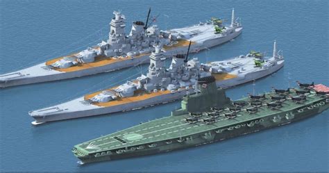 A Digital Rendering Showing How The Thee Yamato Class Warships Looked