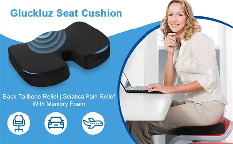 Gluckluz Coccyx Seat Cushion Orthopedic Chair Pad Pain Relief Memory