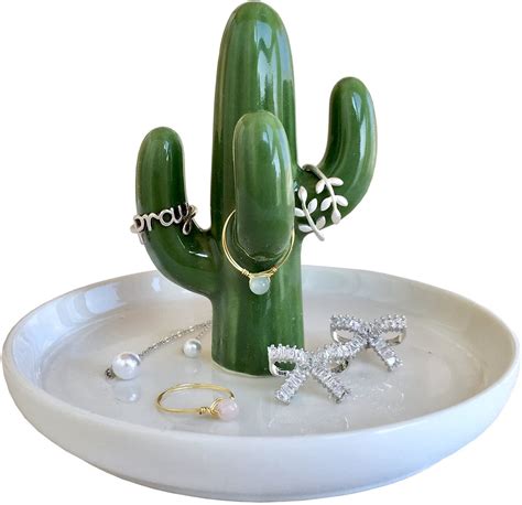 Amazon Fairylavie Cactus Ring Holder Dish For Jewelry Ceramic