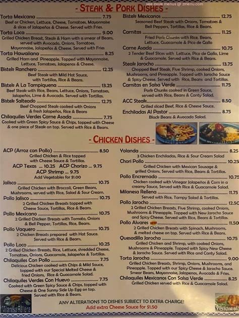 Menu At El Mazatlan Restaurant Mount Olive 614 N Breazeale Ave