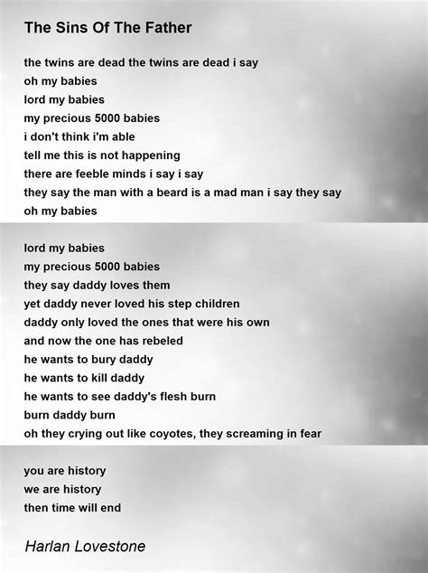 The Sins Of The Father Poem by Harlan Lovestone - Poem Hunter