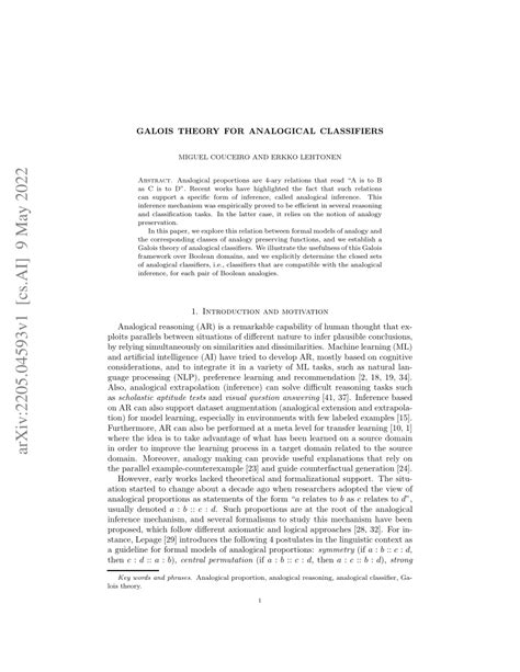 Pdf Galois Theory For Analogical Classifiers