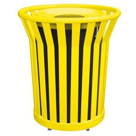 Trash Receptacle Round 32 Gallon Spun Metal Top Park Tables