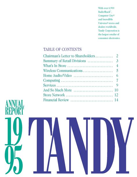 Radio Shack Tandy Corporation Annual Reports