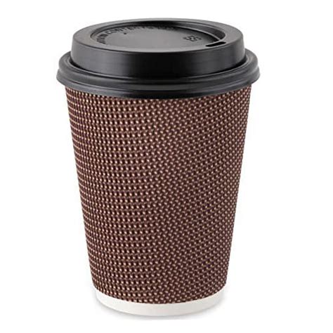 40 Sets 12 Oz Insulated Disposable Coffee Hot Cups With Lids Insulated Rippled Double Wall