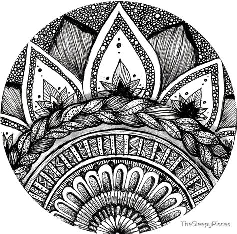 "hand drawn half mandala in circle" by TheSleepyPisces | Redbubble