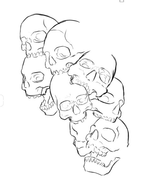 skull pile for a tattoo im working on : r/drawing