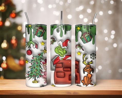 D Inflated Christmas Tumbler Merry Grinchmas Stink Stank Stunk