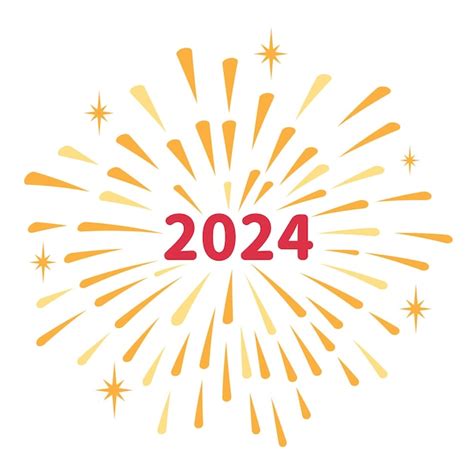 Feliz año nuevo 2024 icono de fuegos artificiales coloridos Vector