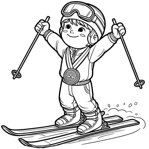 Coloriage Sports d hiver Médaille ski 07