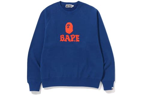 Bape Bape Front Logo Relaxed Fit Crewneck Blue Fw22 Fr