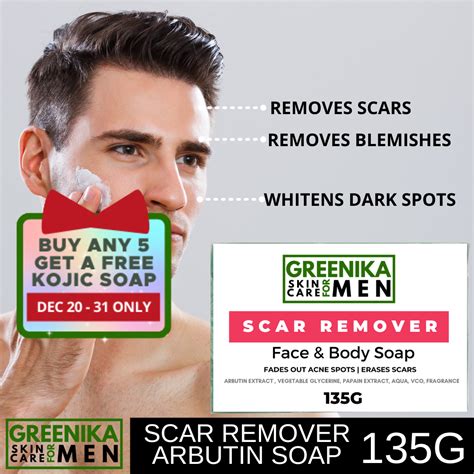 [ Scar Remover Soap For Men ] Greenika For Men Organic Alpha Arbutin