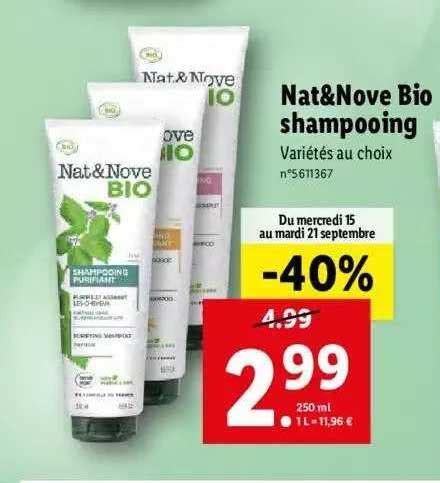 Promo Nat Nove Bio Shampooing Chez Lidl Icatalogue Fr