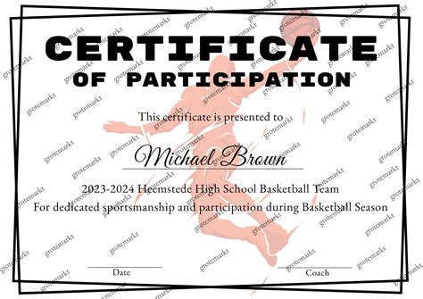 Editable Basketball Award Certificates Award Ceremony Certificates