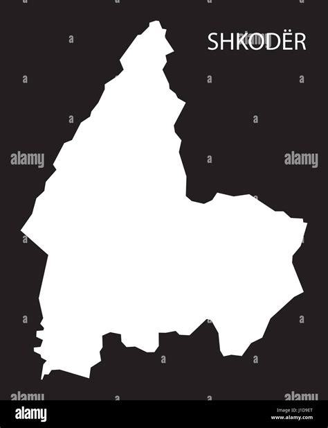 Scutari Albania Mappa Black Invertito Illustrazione Silhouette Immagine