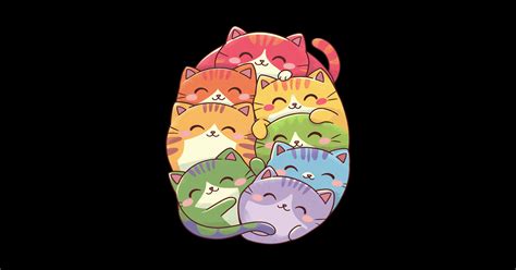 Kawaii Cat Pile LGBT Gay Pride Flag Kittens Kawaii Cat Pile Lgbt Gay Pride Flag Sticker
