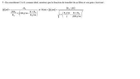 Determiner La Fonction De Transfert D Un Filtre Actif