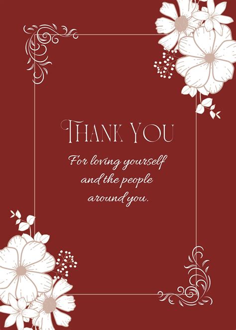 Brown Floral Self Love Quotes Greeting Card 28061619 Template