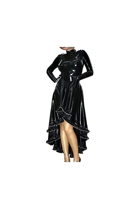 Antiy Robe En Latex Sexy Noire Et Dor E Avec Fermeture Glissi Re