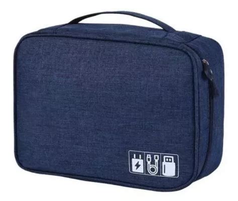 Case Estojo Bolsa Azul Organizador Cabos Acess Rios Mercadolivre