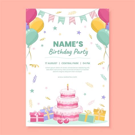 Premium Vector Hand Drawn Birthday Celebration Poster