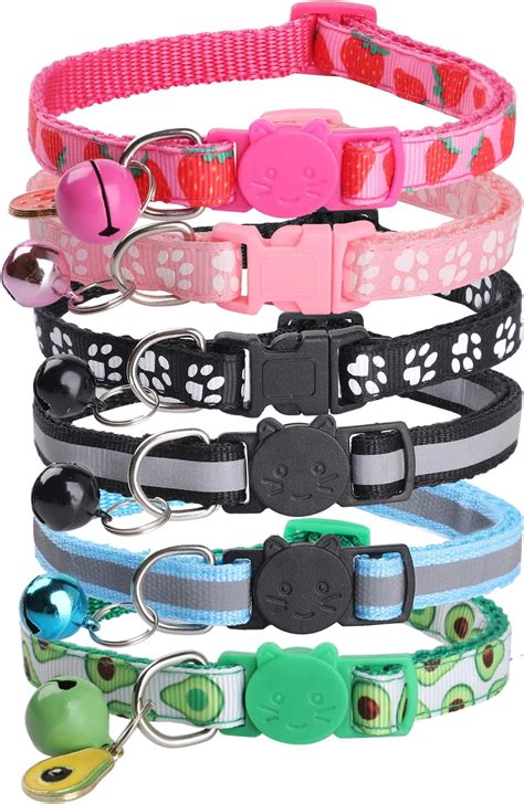 Bigqin 6 Pack Cat Collars With Bells Adjustable Breakaway Cat Collars