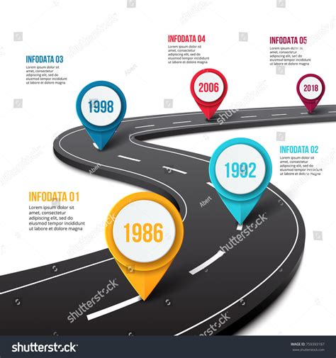 Vector Road Infographic Pin Pointer Timeline Stock Vector (Royalty Free ...