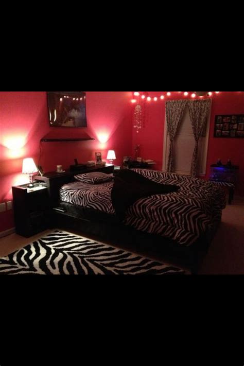 Darker Pink Walls With Black And White Zebra Print Accents Rug