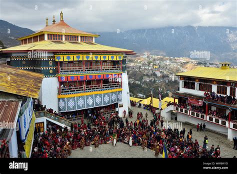 Tawang Arunachal Pradesh India Buddhist Monks Dancing Torgya