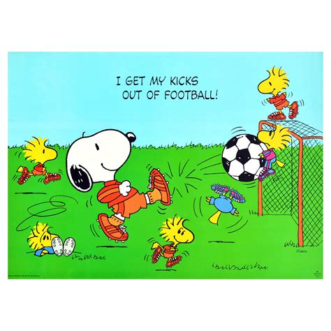 Original Vintage Snoopy Poster I Get My Kicks Out Of Football Sport